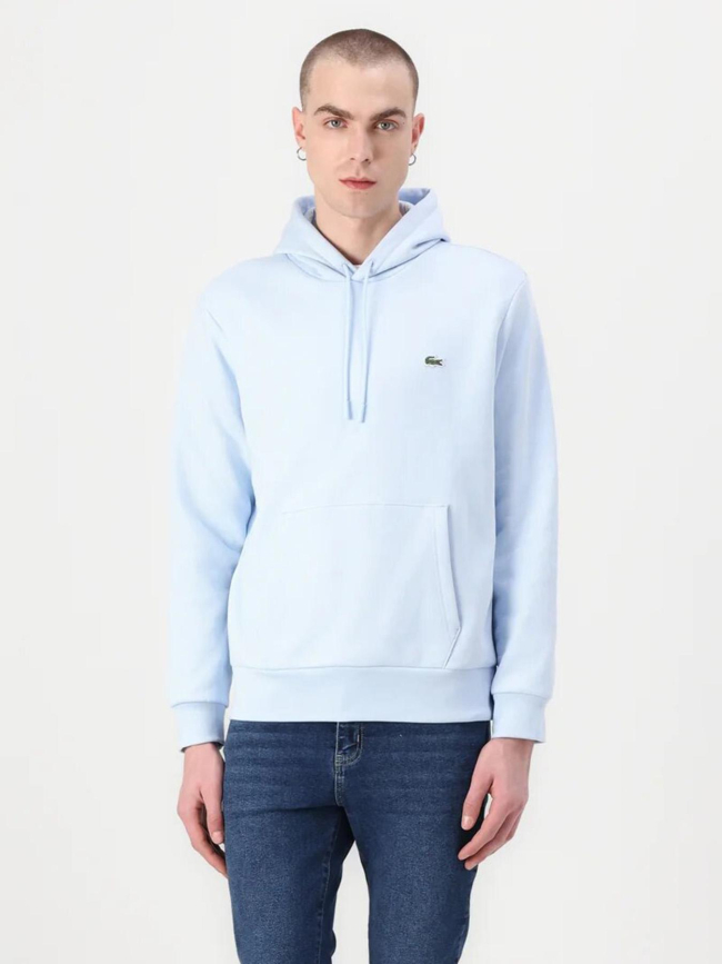 Sweat à capuche molleton bleu ciel homme - Lacoste