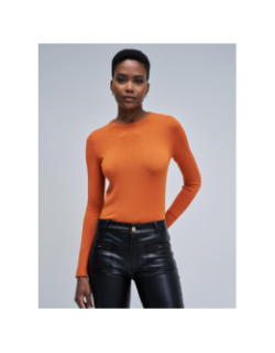 Pull à manches boutonnées basic orange femme - Salsa