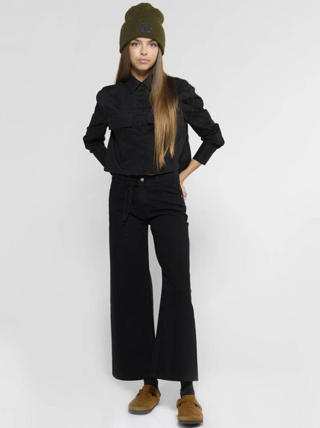 Jean wide leg taille haute alexgi noir fille - Le Temps Des Cerises