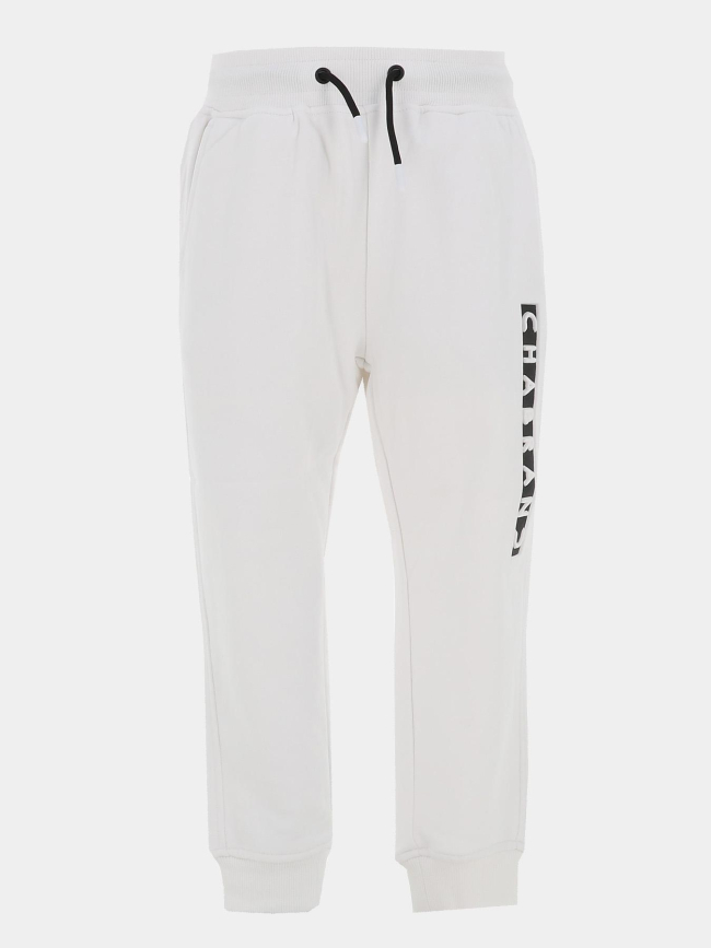 Pantalon jogging logo cadre relief vertical blanc garçon - Chabrand