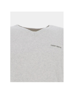 Pull col v pulser 3 gris chiné homme - Teddy Smith