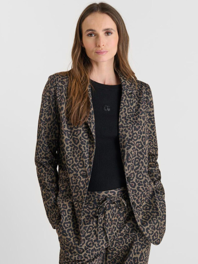 Veste blazer à motif caloun leo marron femme - Le Temps Des Cerises