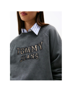 Sweat logo léopard varsity gris femme - Tommy Jeans