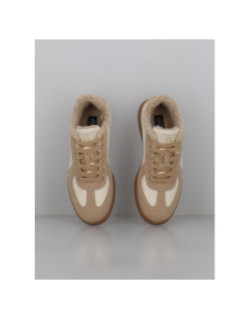 Baskets fourrées lilou wedge beige femme - Le Temps Des Cerises
