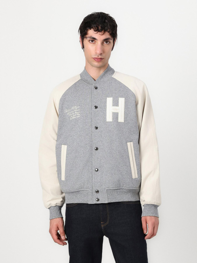 Bomber universitaire athleisure décontracté gris homme - Tommy Hilfiger