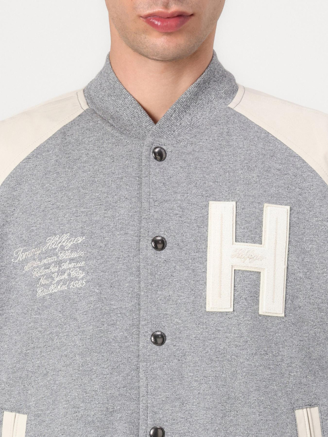 Bomber universitaire athleisure décontracté gris homme - Tommy Hilfiger