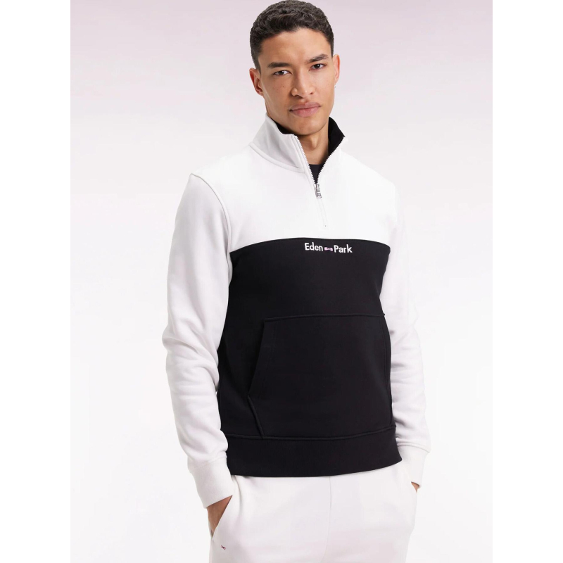 Sweat à col zippé corsaire noir et blanc homme - Eden Park