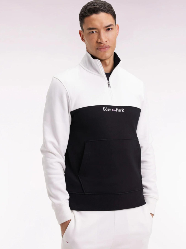 Sweat à col zippé corsaire noir et blanc homme - Eden Park