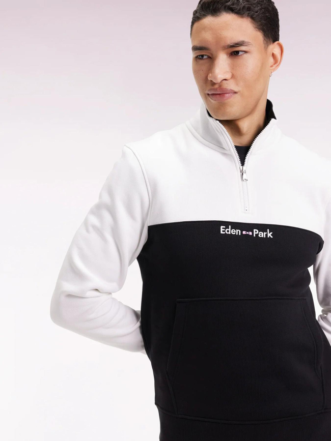 Sweat à col zippé corsaire noir et blanc homme - Eden Park