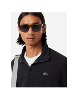 Sweat col zippé uni noir homme - Lacoste