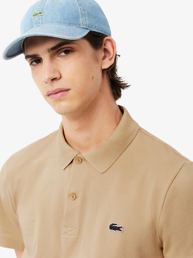 Polo regular fit en coton mélangé marron clair homme - Lacoste