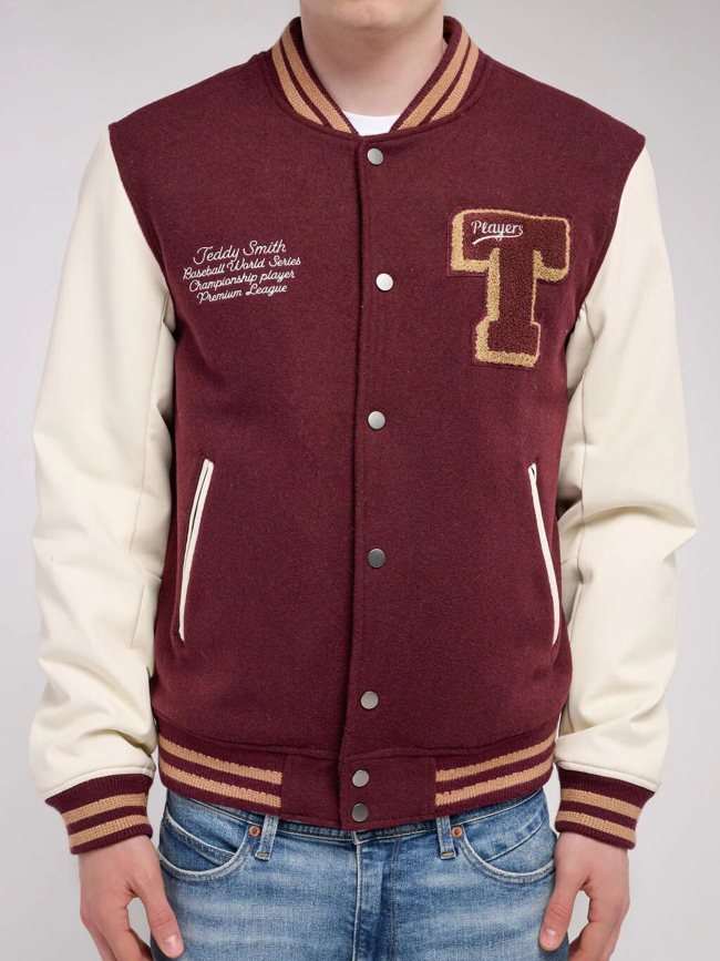 Blouson teddy b-romeo bordeaux et écru homme - Teddy Smith