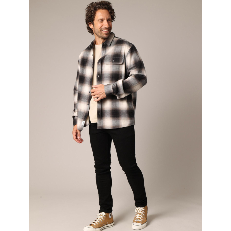 Chemise à carreaux bragha noir et beige homme - Deeluxe