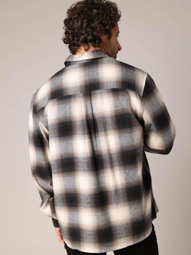 Chemise à carreaux bragha noir et beige homme - Deeluxe