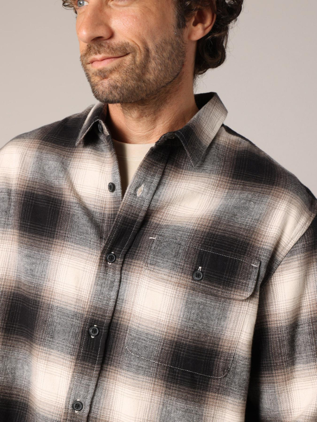 Chemise à carreaux bragha noir et beige homme - Deeluxe