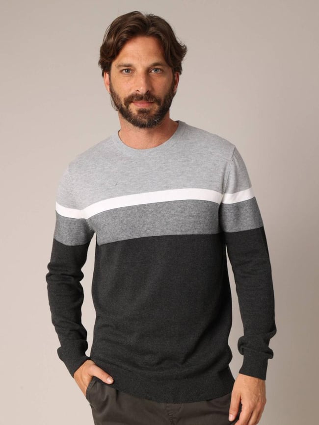 Pull à rayures toaster gris homme - Deeluxe