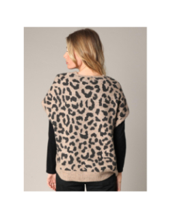 Gilet sans manches léopard brillant nerile marron femme - Deeluxe