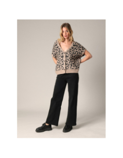 Gilet sans manches léopard brillant nerile marron femme - Deeluxe