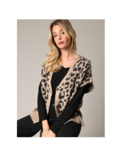 Gilet sans manches léopard brillant nerile marron femme - Deeluxe