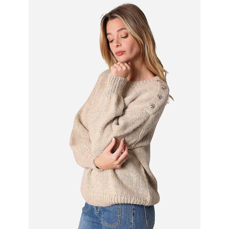 Pull mani à reflets beige femme - Deeluxe