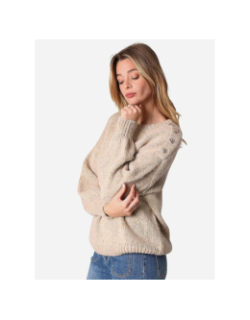 Pull mani à reflets beige femme - Deeluxe