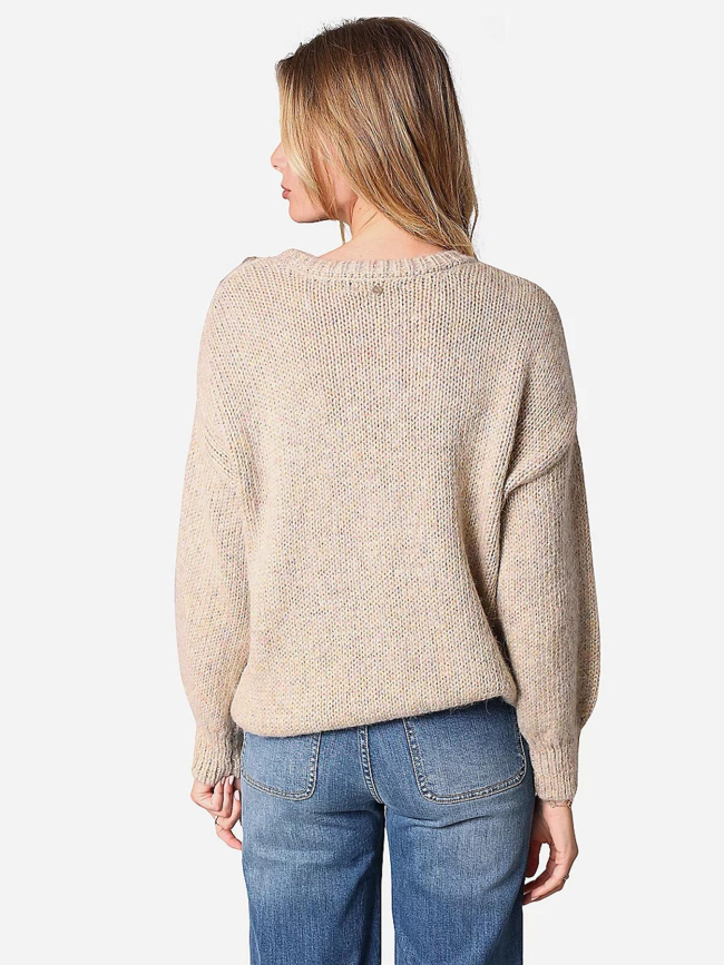 Pull mani à reflets beige femme - Deeluxe