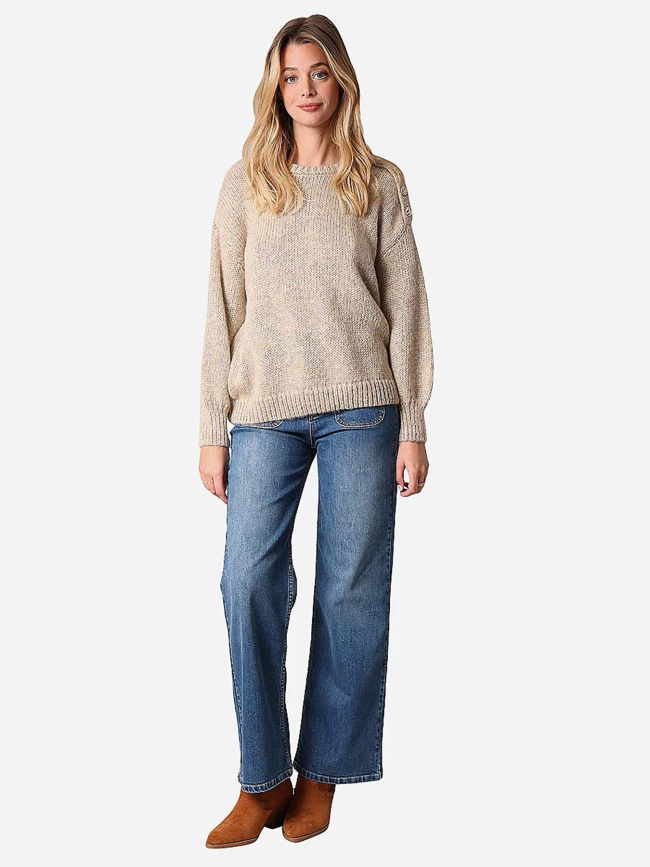 Pull mani à reflets beige femme - Deeluxe