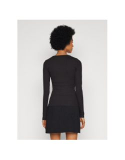 T-shirt slim côtelé à manches longues noir femme - Tommy Jeans