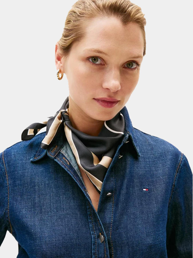 Foulard carré héritage en pure soir noir femme - Tommy Hilfiger