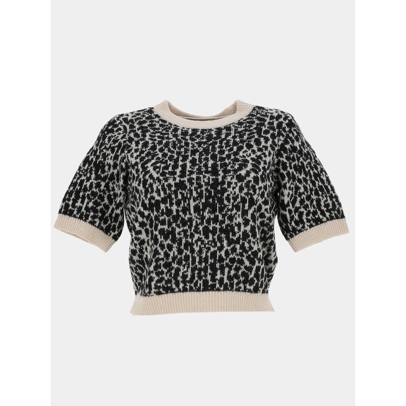 Pull imprimé crop wow beige noir femme - Vero Moda