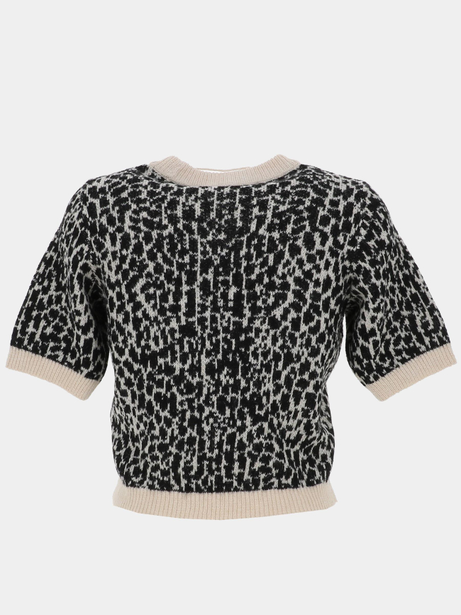 Pull imprimé crop wow beige noir femme - Vero Moda