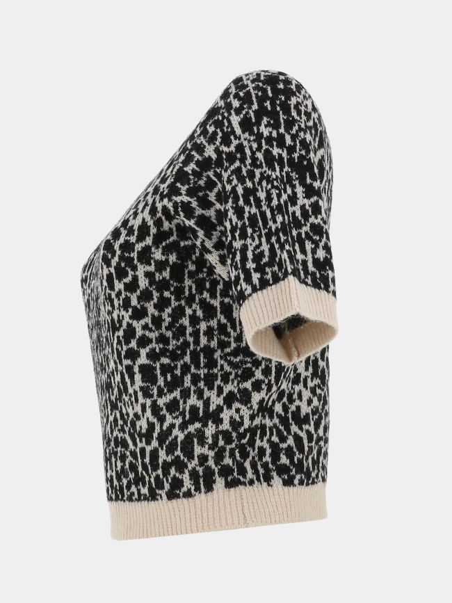 Pull imprimé crop wow beige noir femme - Vero Moda