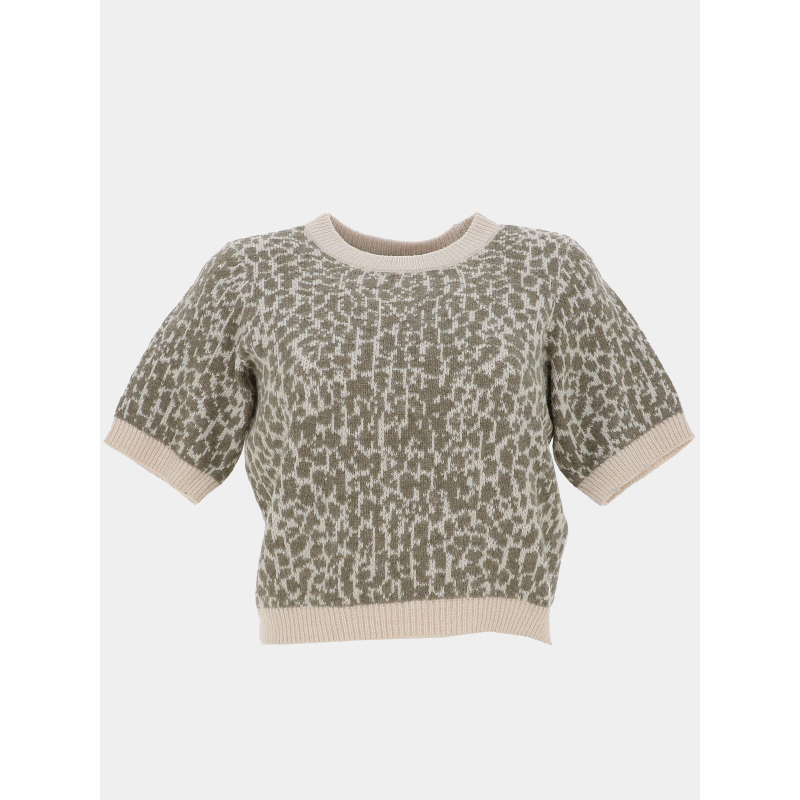 Pull imprimé crop wow beige vert femme - Vero Moda