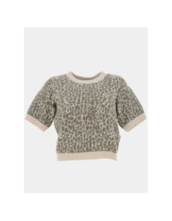 Pull imprimé crop wow beige vert femme - Vero Moda