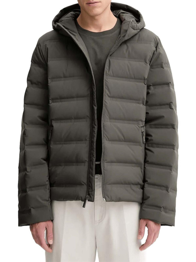 Doudoune matelassée compressible logo gaufré gris homme - Calvin Klein