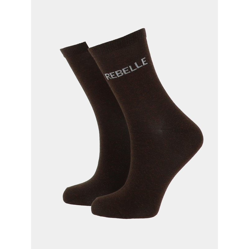 Chaussettes pailletées rebelle sebby marron femme - Pieces