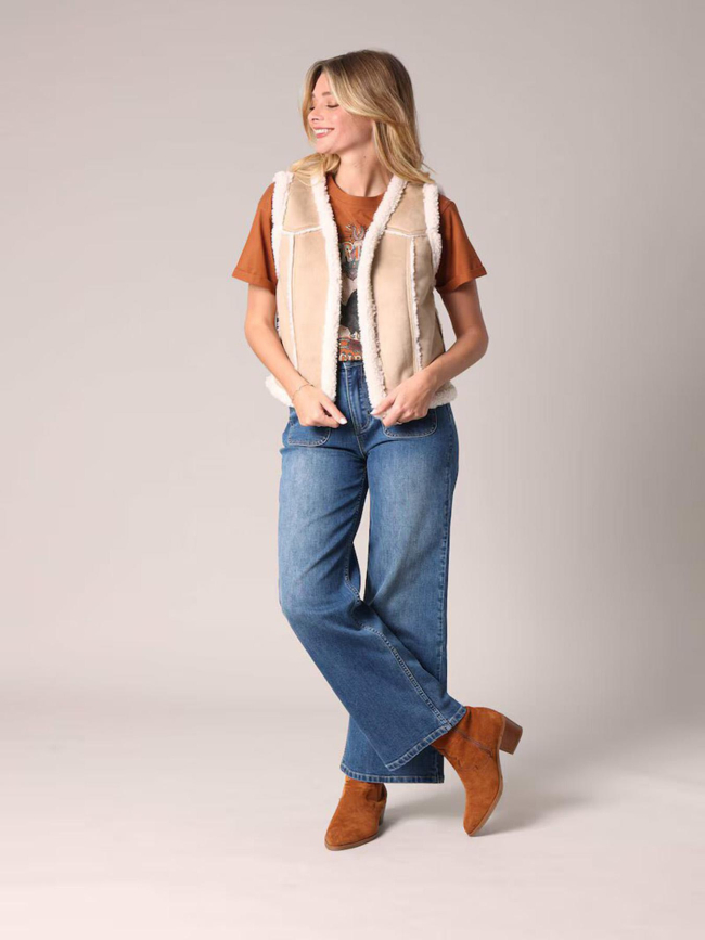 Gilet sans manches style sherpa svany beige femme - Deeluxe