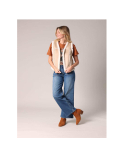 Gilet sans manches style sherpa svany beige femme - Deeluxe