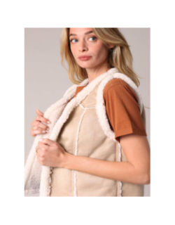 Gilet sans manches style sherpa svany beige femme - Deeluxe