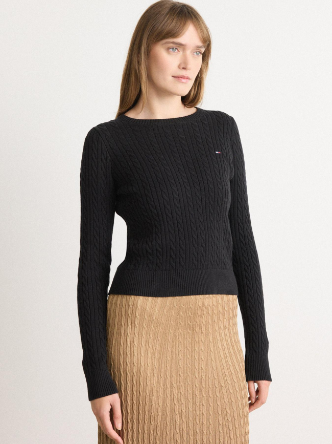 Pull torsadé cable noir femme - Tommy Jeans