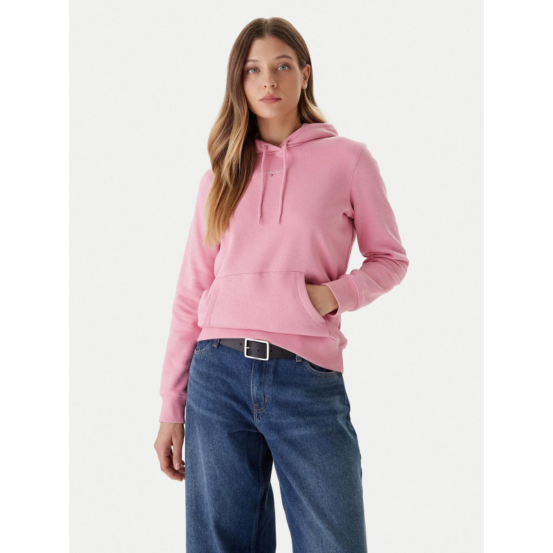 Sweat à capuche regular linear rose femme - Tommy Jeans