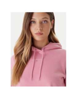 Sweat à capuche regular linear rose femme - Tommy Jeans