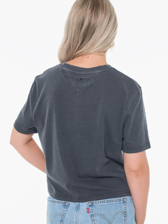 T-shirt boxy léopard varsity gris anthracite femme - Tommy Jeans