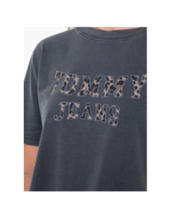 T-shirt boxy léopard varsity gris anthracite femme - Tommy Jeans
