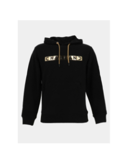 Sweat à capuche logo cadre relief doré noir homme - Chabrand