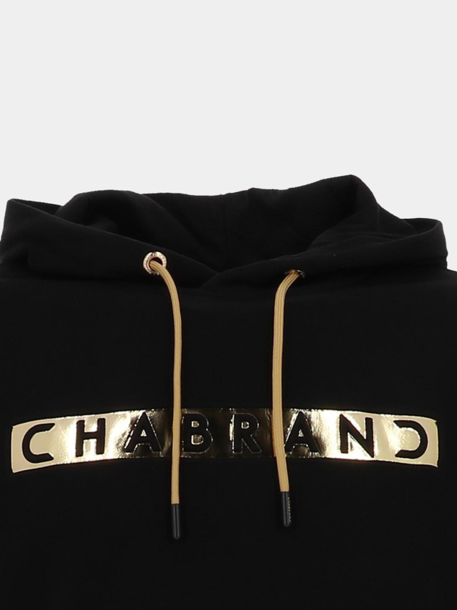 Sweat à capuche logo cadre relief doré noir homme - Chabrand