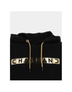 Sweat à capuche logo cadre relief doré noir homme - Chabrand