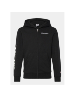 Sweat à capuche zippé lettrage brodé noir garçon - Champion