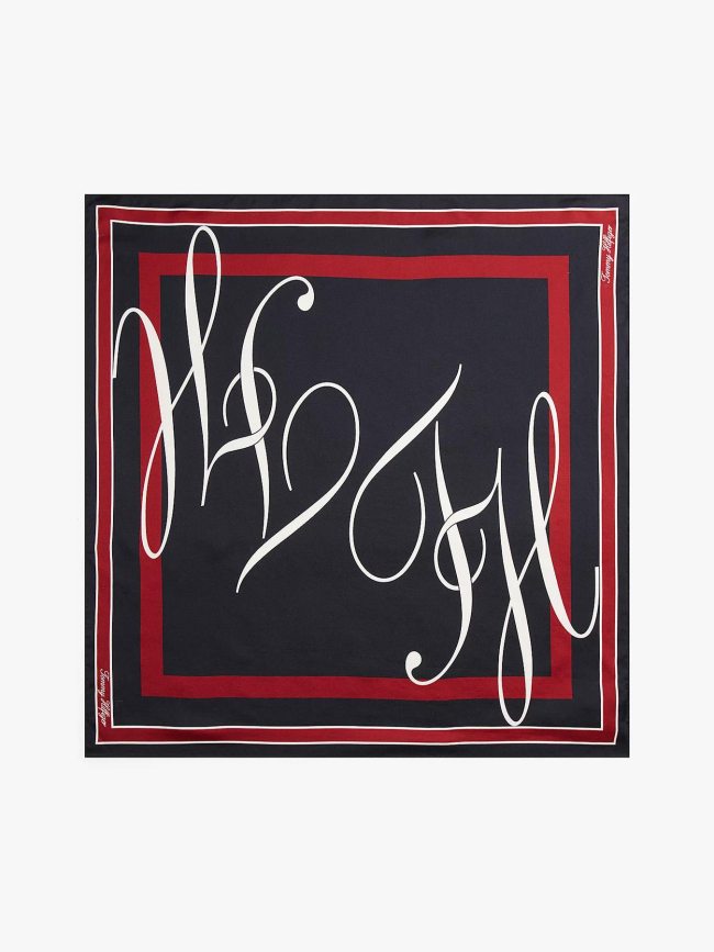 Foulard carré héritage noir et rouge femme - Tommy Hilfiger