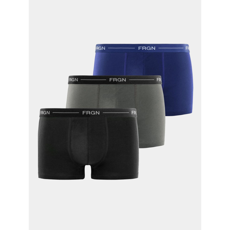 Pack de 3 boxers en coton bleu noir et gris homme - Freegun